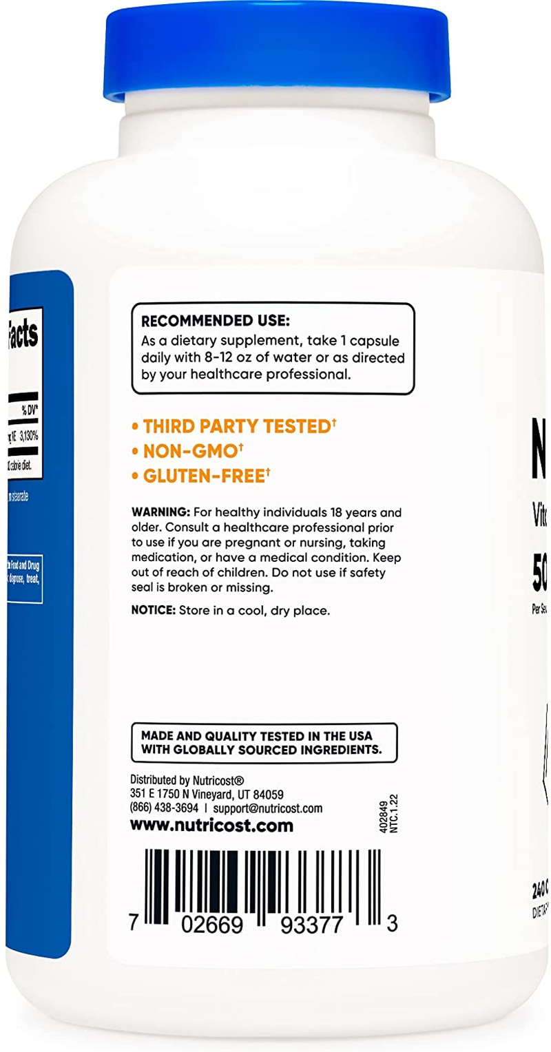 Niacinamide (Vitamin B3) 500Mg, 240 Capsules - Non-Gmo, Gluten Free, Flush Free Vitamin B3