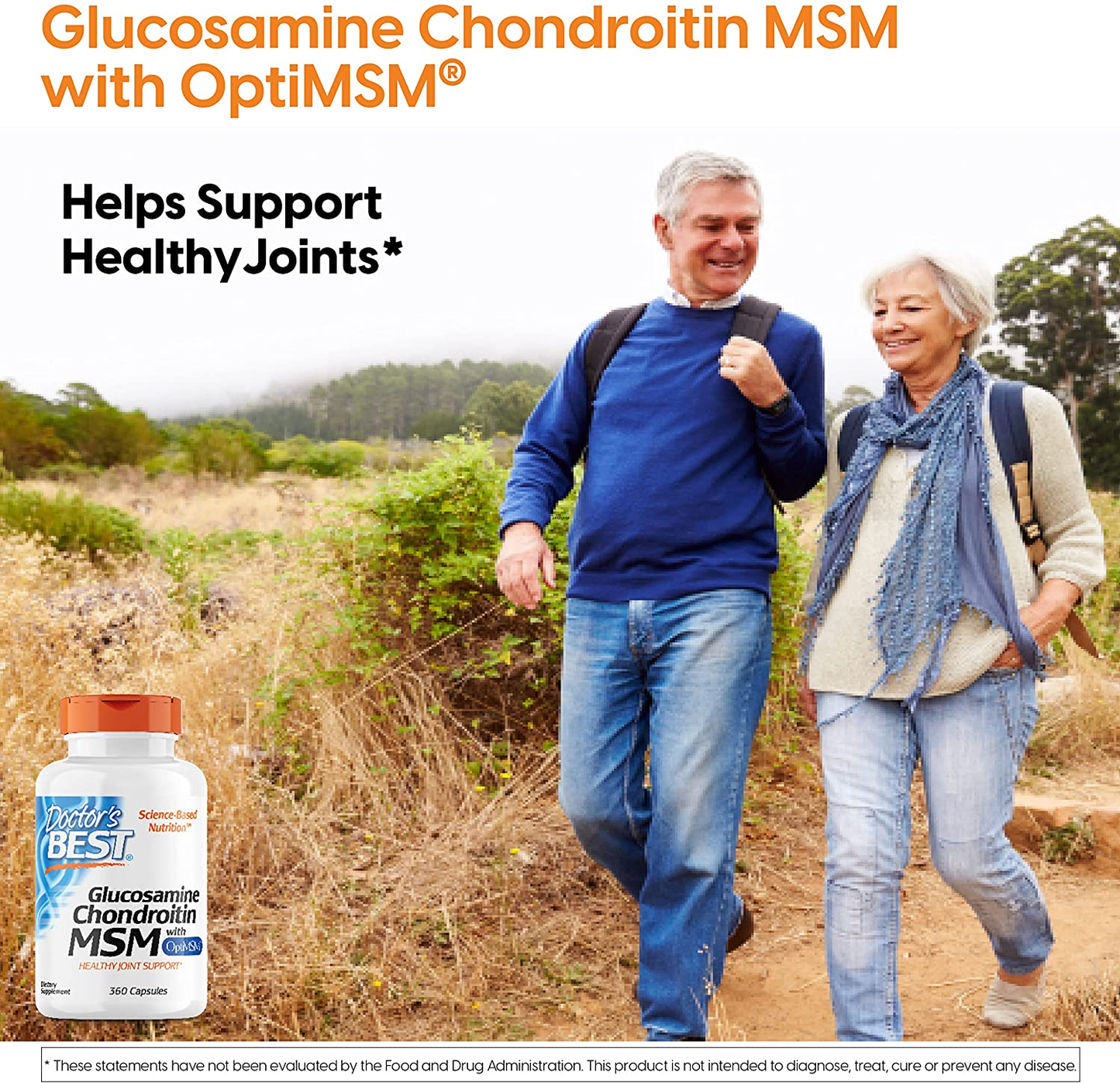 Glucosamine Chondroitin MSM with Optimsm, Supports Healthy Joint Structure, Function, & Comfort, Non-Gmo, Gluten Free, Soy Free, 360 Count