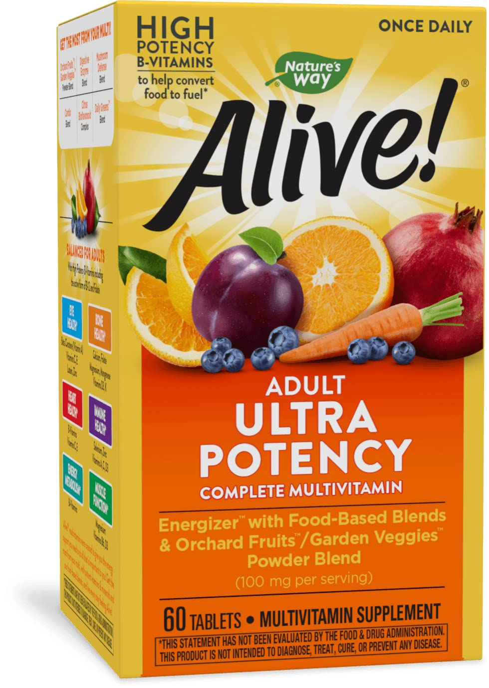 Alive! Once Daily Adult Multivitamin, Ultra Potency, Food-Based Blends, 60 Tablets