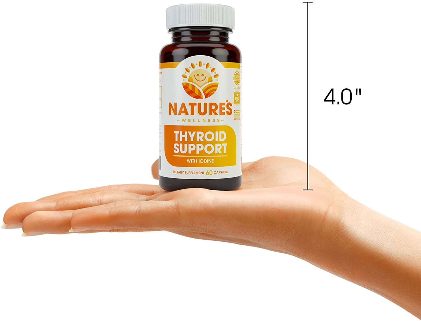 Thyroid Support Complex with Iodine for Energy Levels, Weight Loss, Metabolism, Fatigue & Brain Function - Natural Health Supplement Formula: L-Tyrosine, Selenium, Kelp, Bladderwrack, Ashwagandha, Etc