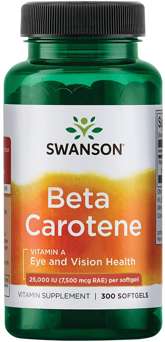 Beta-Carotene Vitamin a 25000 IU Skin Eye Immune System Health Antioxidant Support 7500 Mcg 300 Softgels Count