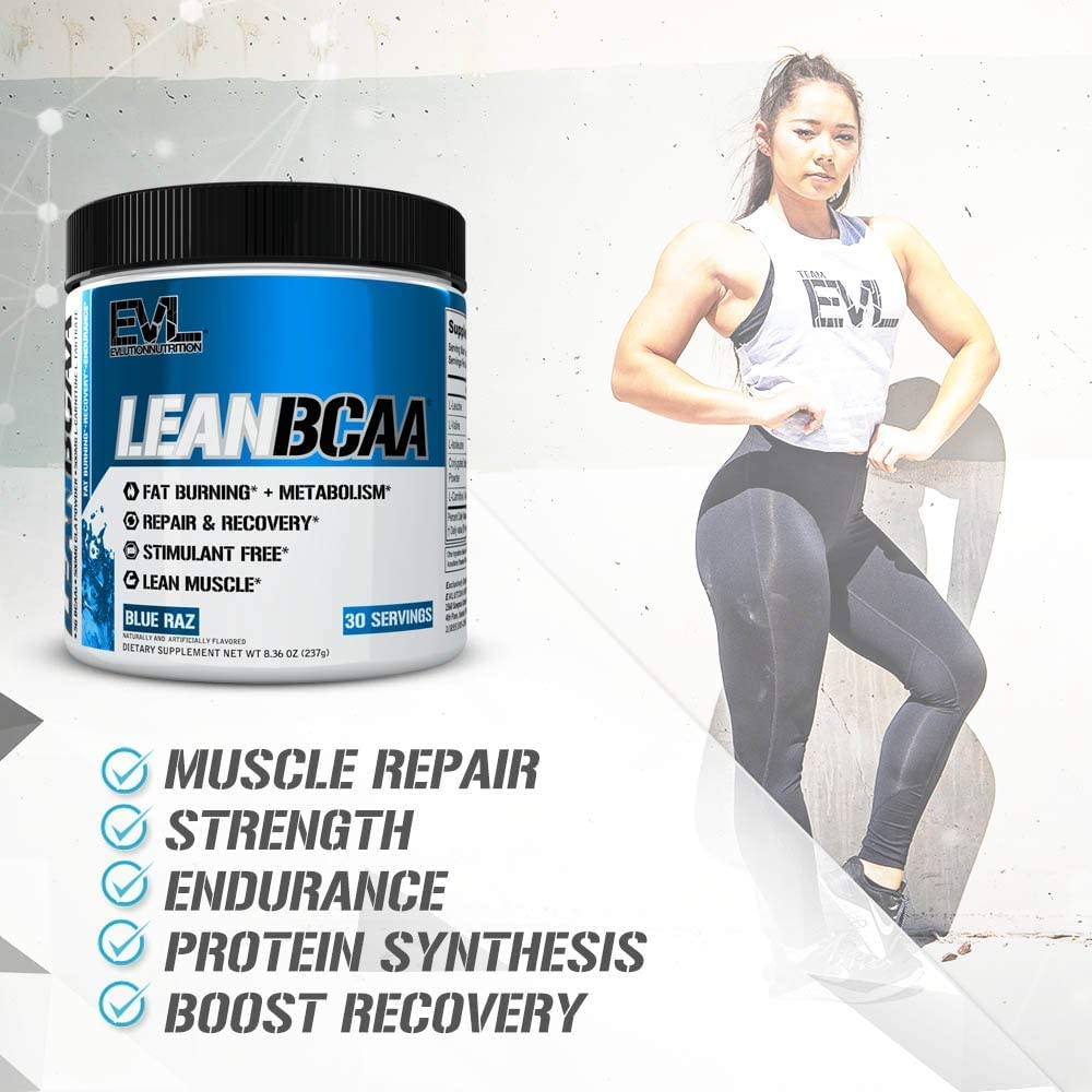 Nutrition Leanbcaa, Bcaa’S, CLA and L-Carnitine, Stimulant-Free, Recover and Burn Fat, Sugar and Gluten Free, 30 Servings (Blue Raz)