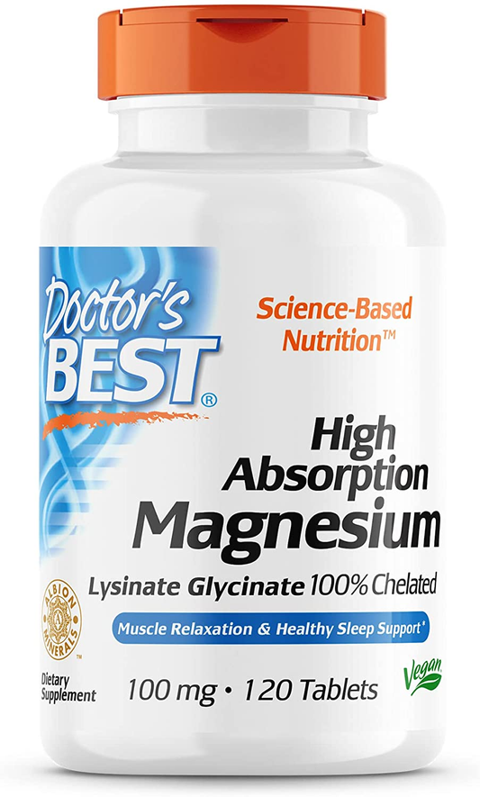 High Absorption Magnesium Glycinate Lysinate, 100% Chelated, TRACCS, Not Buffered, Non-Gmo, Vegan, Gluten & Soy Free, 100 Mg, 120 Tablets