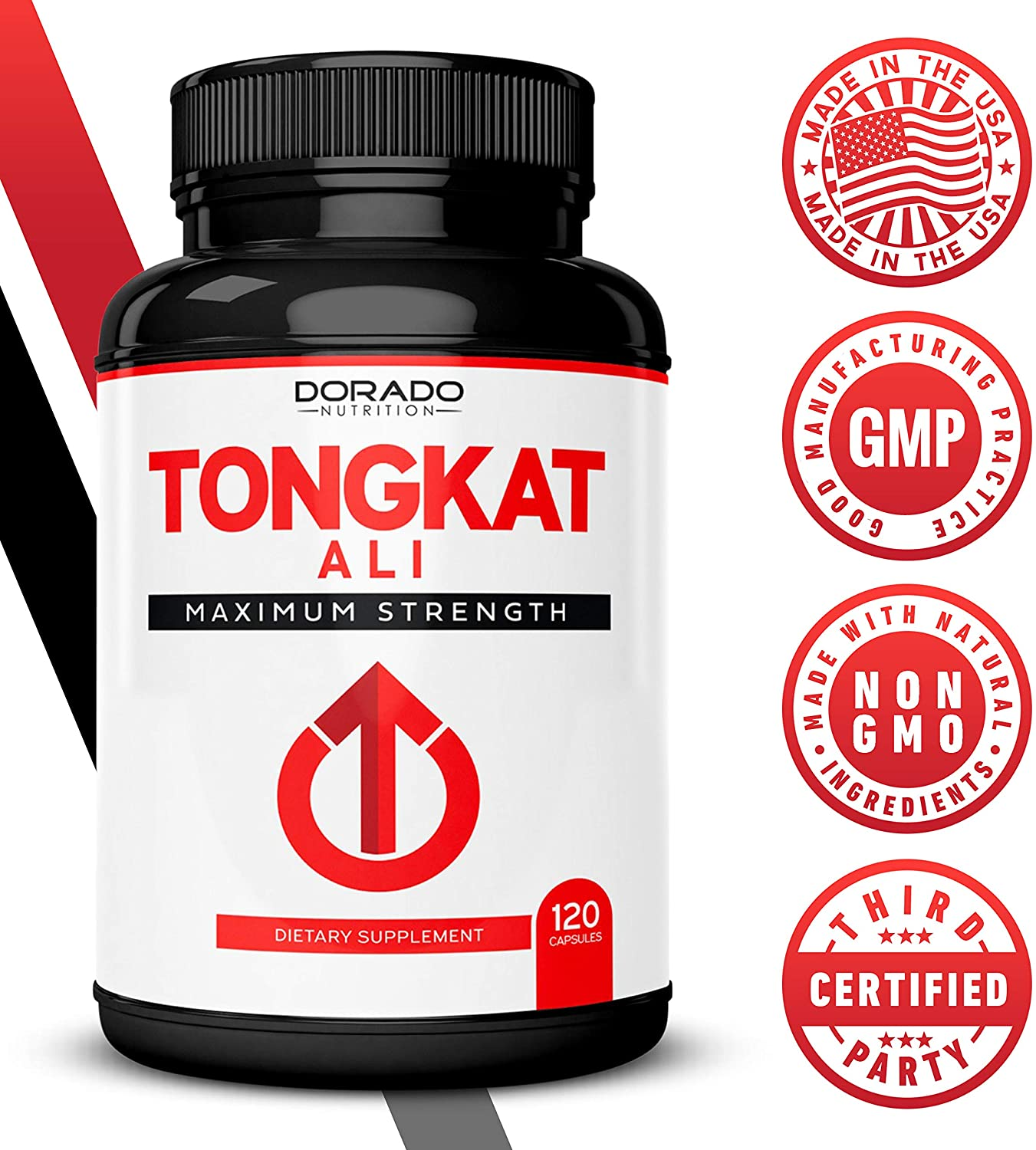 Tongkat Ali Extract (Longjack) Eurycoma Longifolia, 1200Mg per Serving, (120 Capsules) - Indonesian Ginseng - Stamina, Drive, Athletic Performance & Muscle Mass - Gluten Free & Non-Gmo