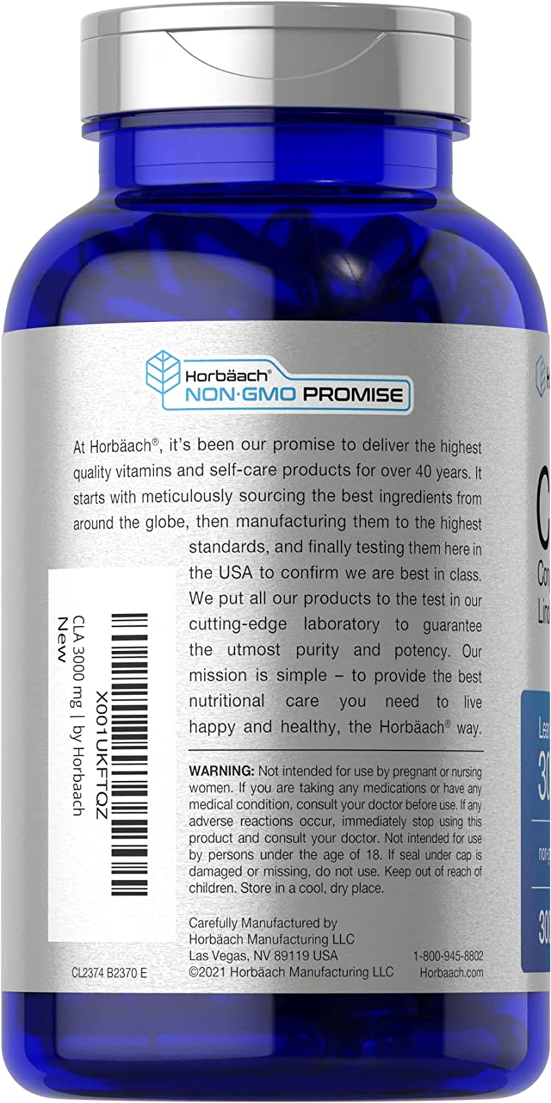 CLA 3000 Mg | 300 Softgel Pills | Maximum Potency | Conjugated Lineolic Acid from Safflower Oil | Non-Gmo, Gluten Free | by Horbaach