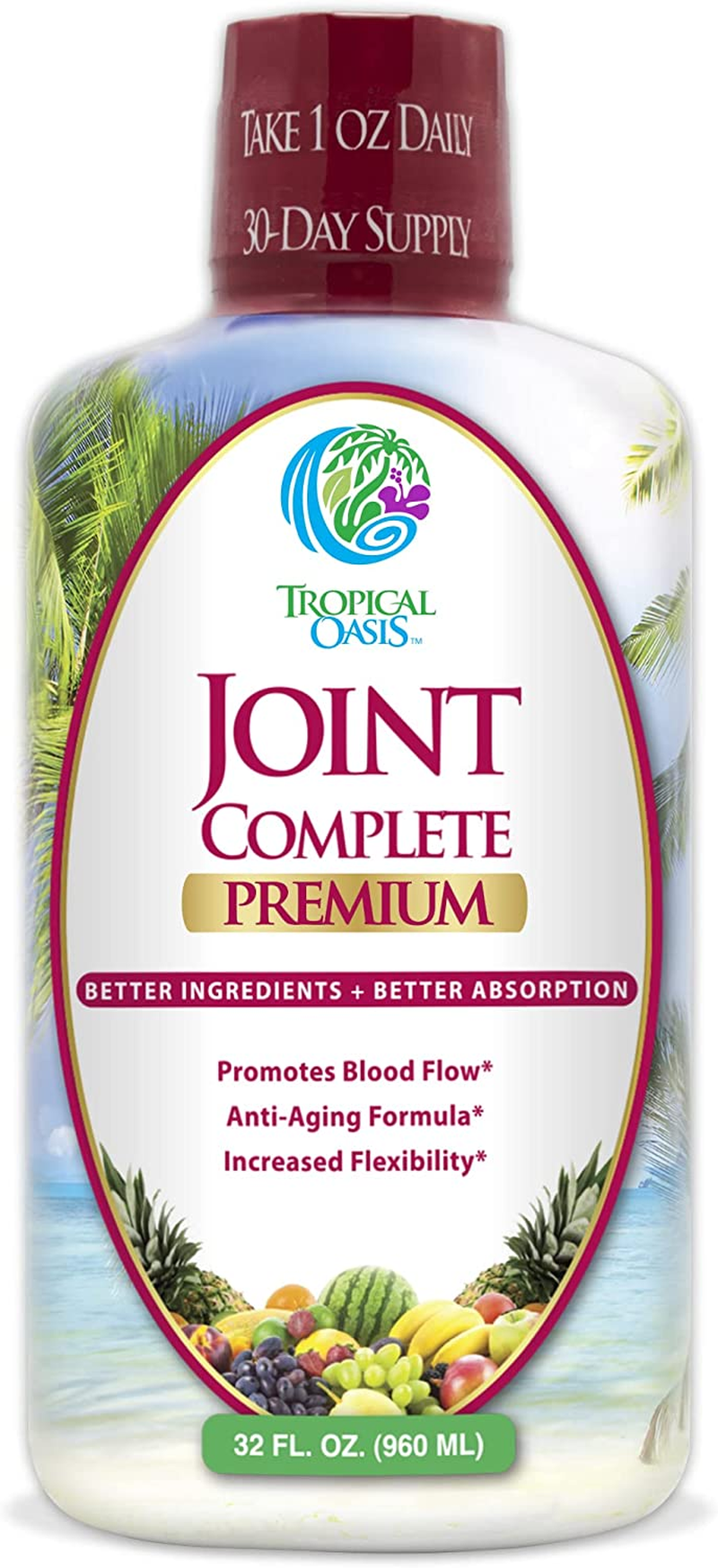 Joint Complete Premium- Liquid Joint Supplement W/Glucosamine, Chondroitin, MSM, Hyaluronic Acid – for Bone, Joint Health, Joint Pain Relief - 96% Max Absorption– 32Oz, 32 Serv