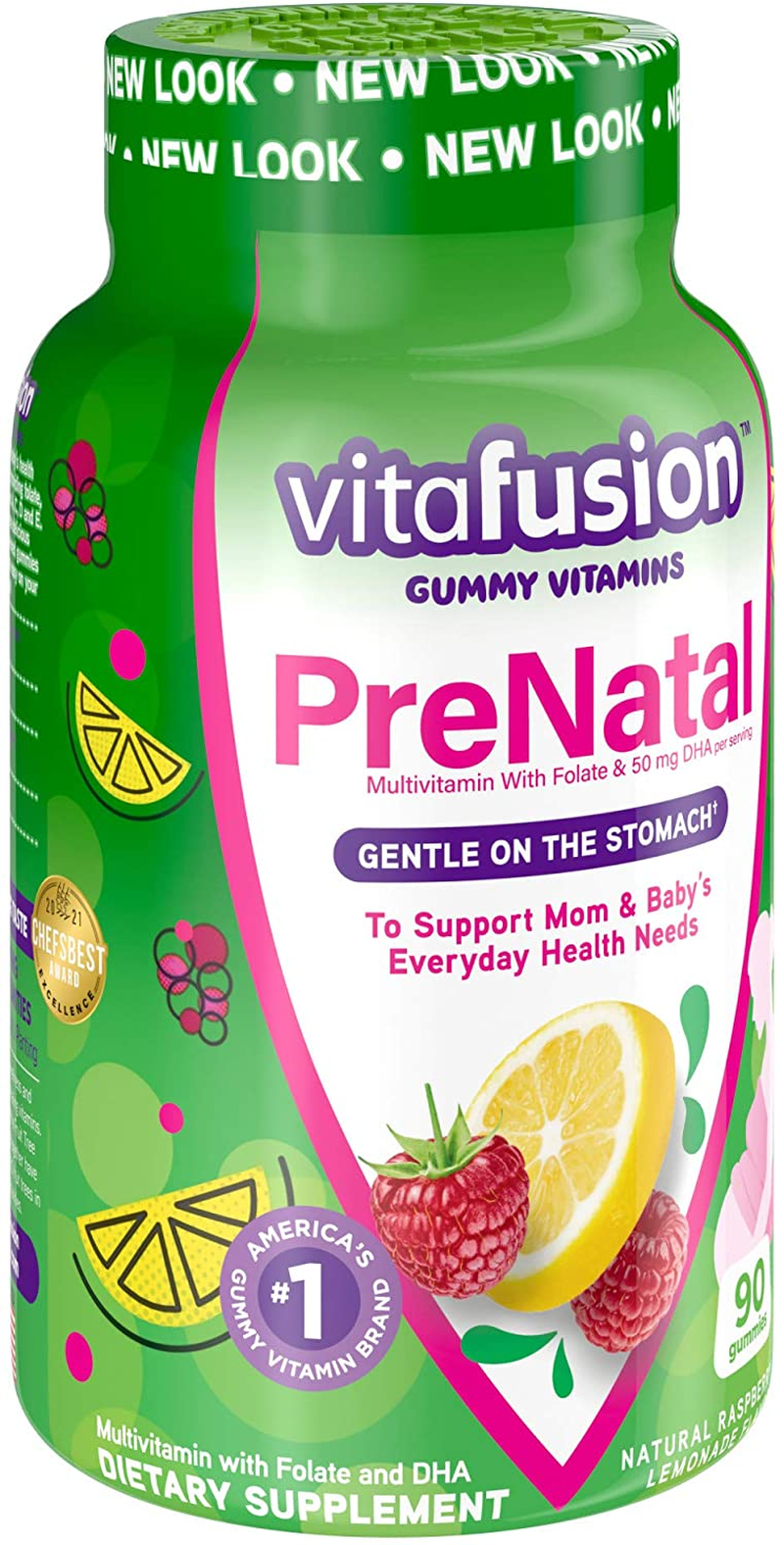 Prenatal Gummy Vitamins, Lemon & Raspberry Lemonade Flavored Pregnancy Vitamins for Women, 90 Count