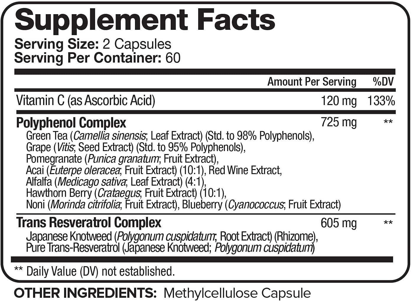 Resveratrol 1450Mg - Antioxidant Supplement 120 Capsules – Supports Healthy Aging and Promotes Immune, Brain Boost and Joint Support - Made with Trans-Resveratrol, Green Tea Leaf, Acai Berry