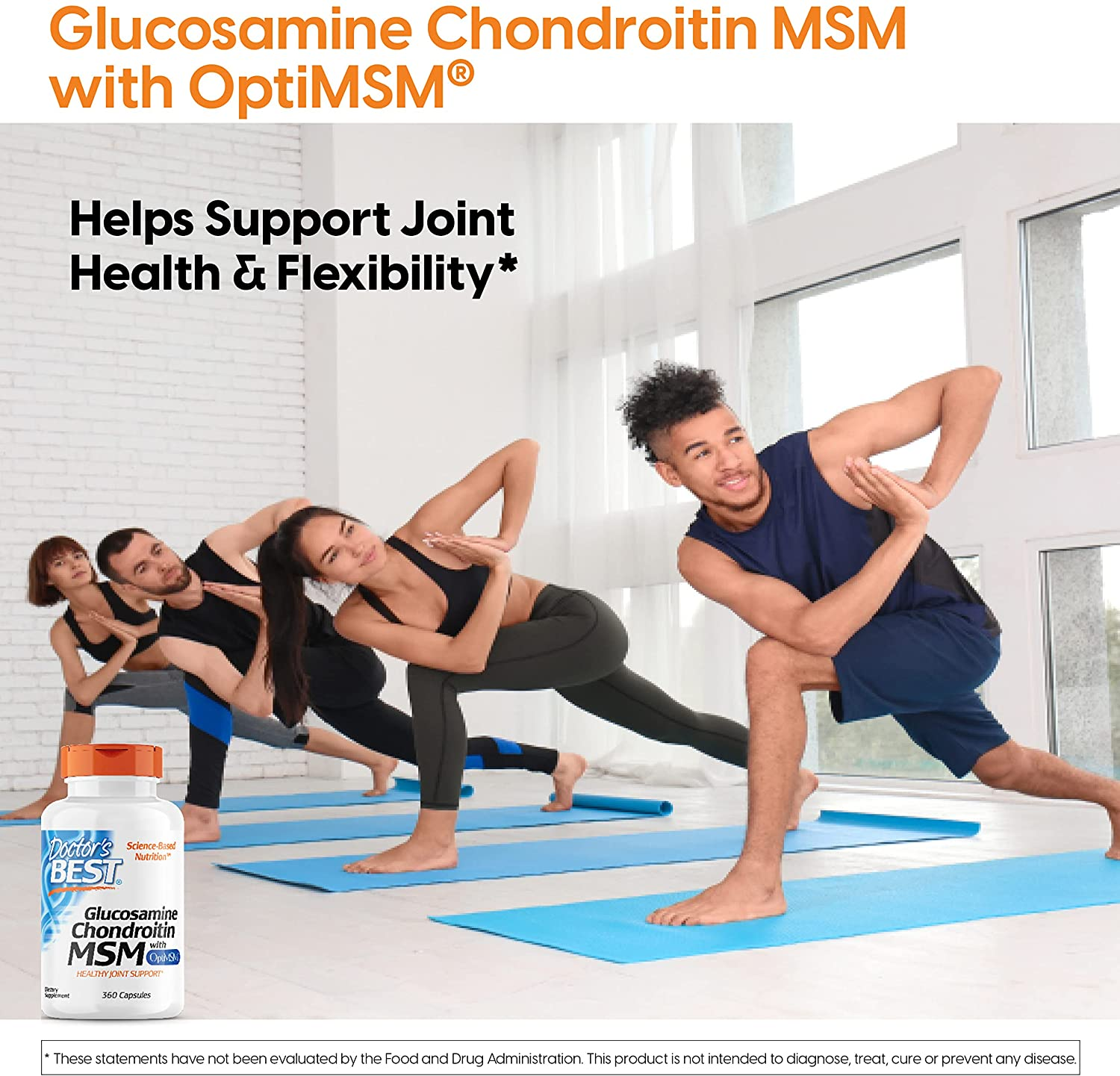 Glucosamine Chondroitin MSM with Optimsm, Supports Healthy Joint Structure, Function, & Comfort, Non-Gmo, Gluten Free, Soy Free, 360 Count