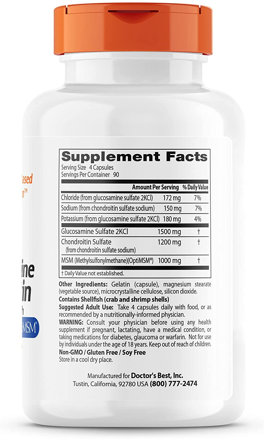 Glucosamine Chondroitin MSM with Optimsm, Supports Healthy Joint Structure, Function, & Comfort, Non-Gmo, Gluten Free, Soy Free, 360 Count