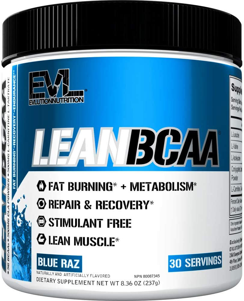 Nutrition Leanbcaa, Bcaa’S, CLA and L-Carnitine, Stimulant-Free, Recover and Burn Fat, Sugar and Gluten Free, 30 Servings (Blue Raz)