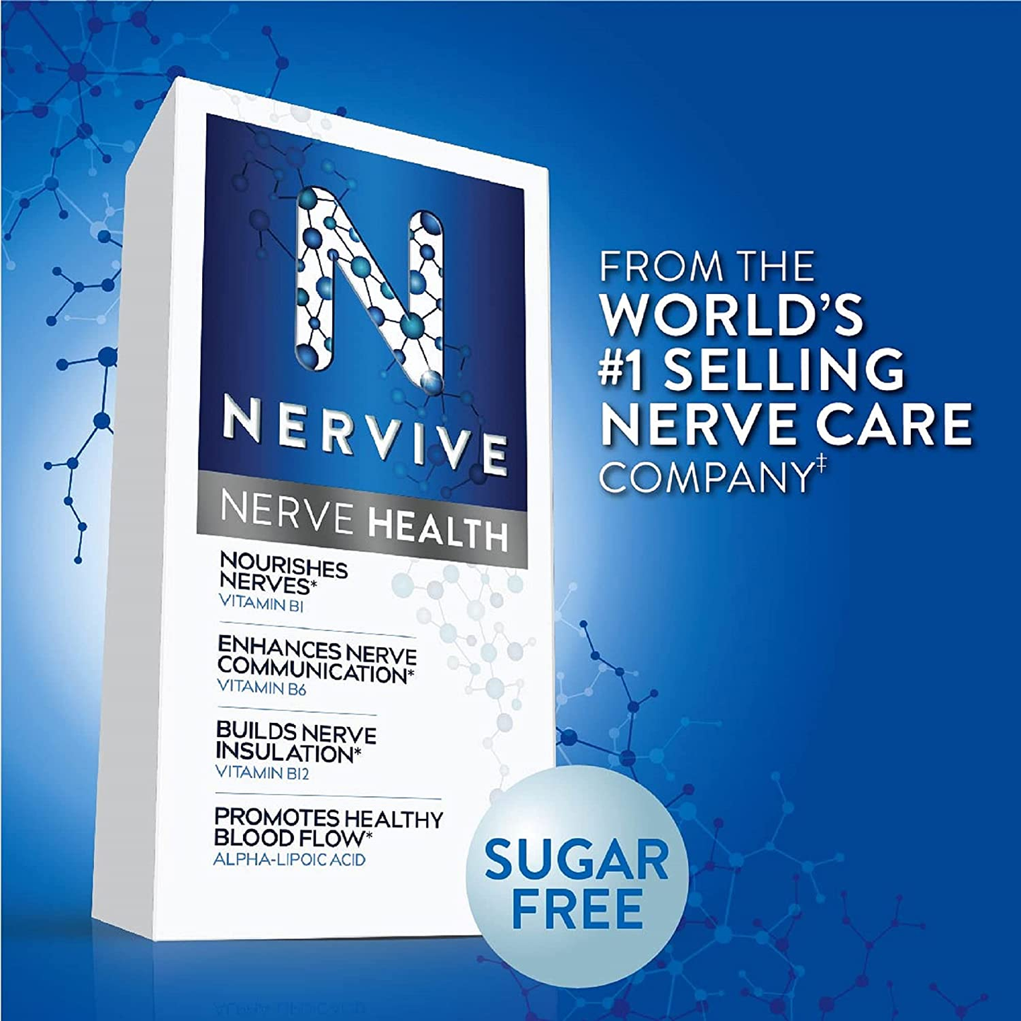 , Nerve Health for Nerve Support, Alpha Lipoic Acid, ALA, Vitamins B1, B6, B12, Healthy Nerve Function in Fingers, Hands, Toes, and Feet, 30 Day Supply, 30 Tablets