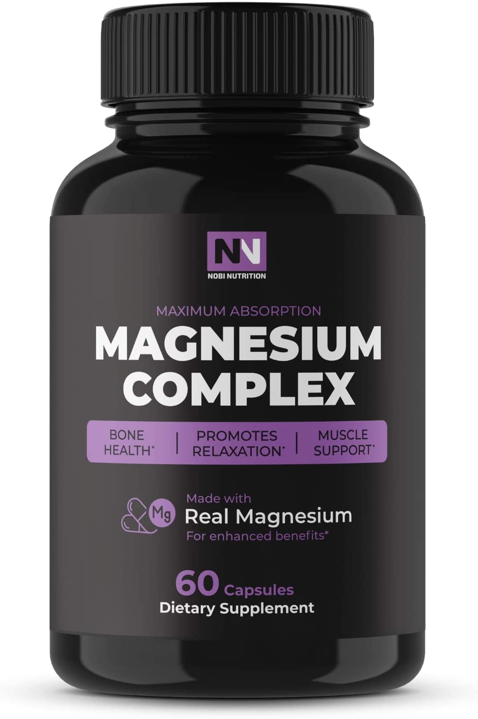 Magnesium Complex - High Absorption, Non-Gmo, Gluten, Soy and Dairy Free - 500Mg Vegetarian Capsules (60 Count)