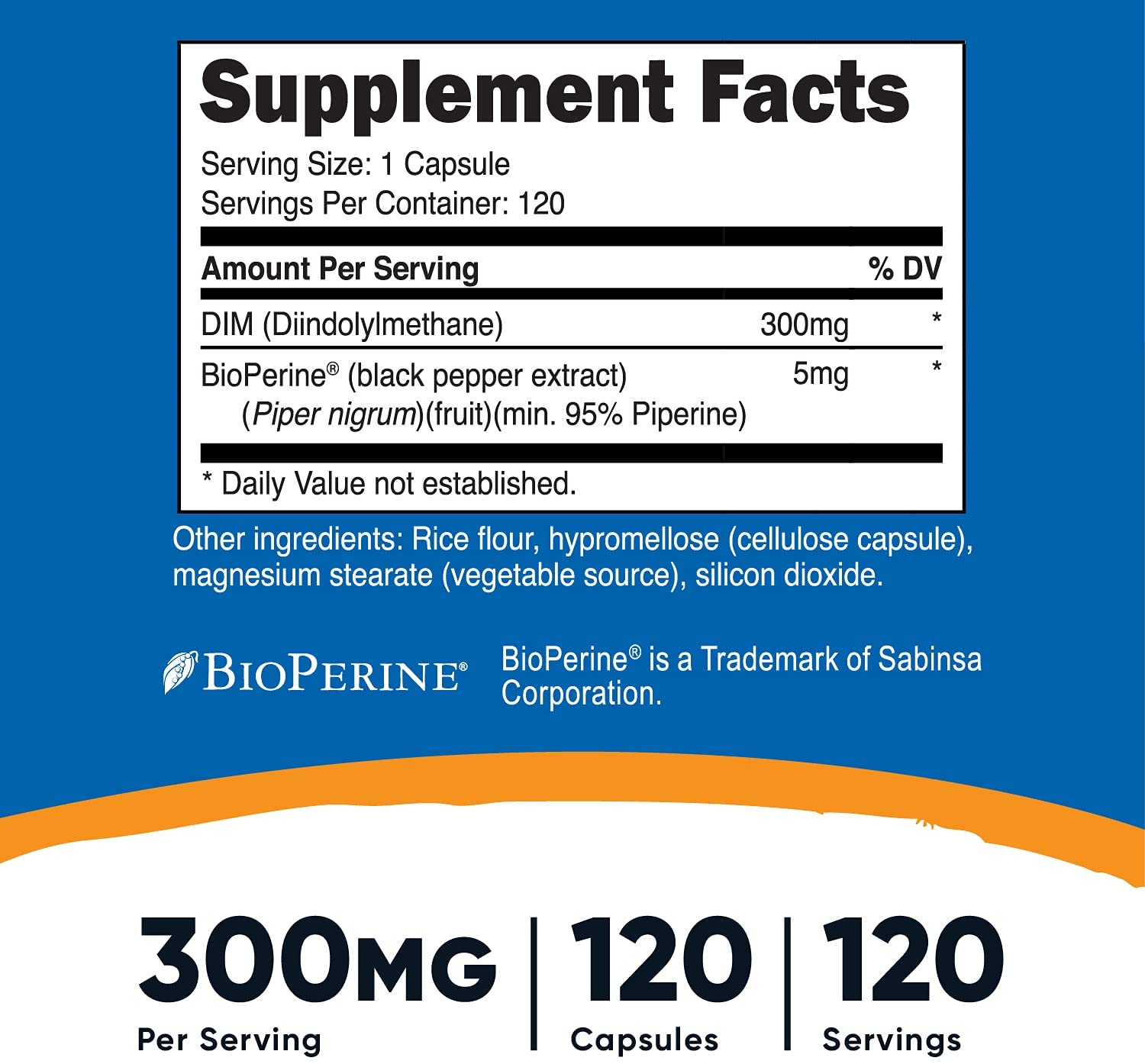 DIM (Diindolylmethane) plus Bioperine 300Mg, 120 Vegetarian Capsules - up to 4 Month Supply, Max Strength DIM Supplement…