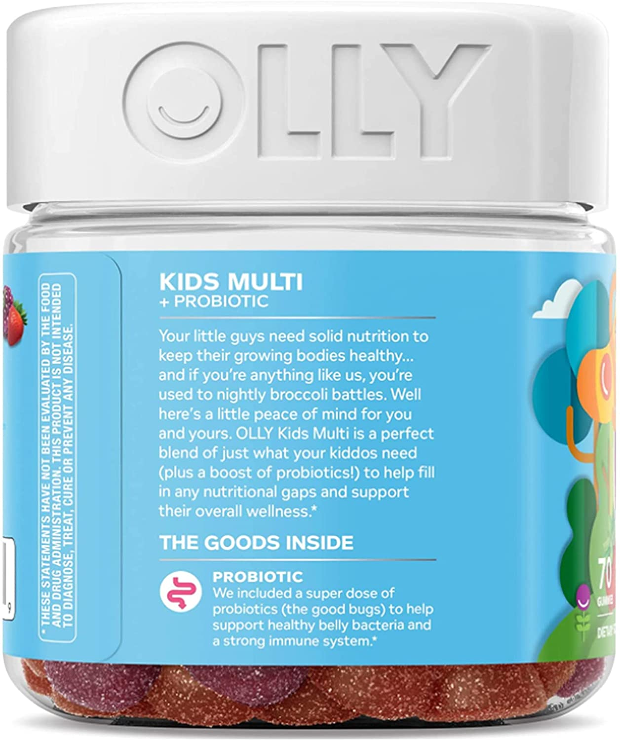 Kids Multivitamin + Probiotic Gummy, Digestive and Immune Support, Vitamins A, D, C, E, B, Zinc, Chewable Supplement, Berry, 35 Day Supply - 70 Count