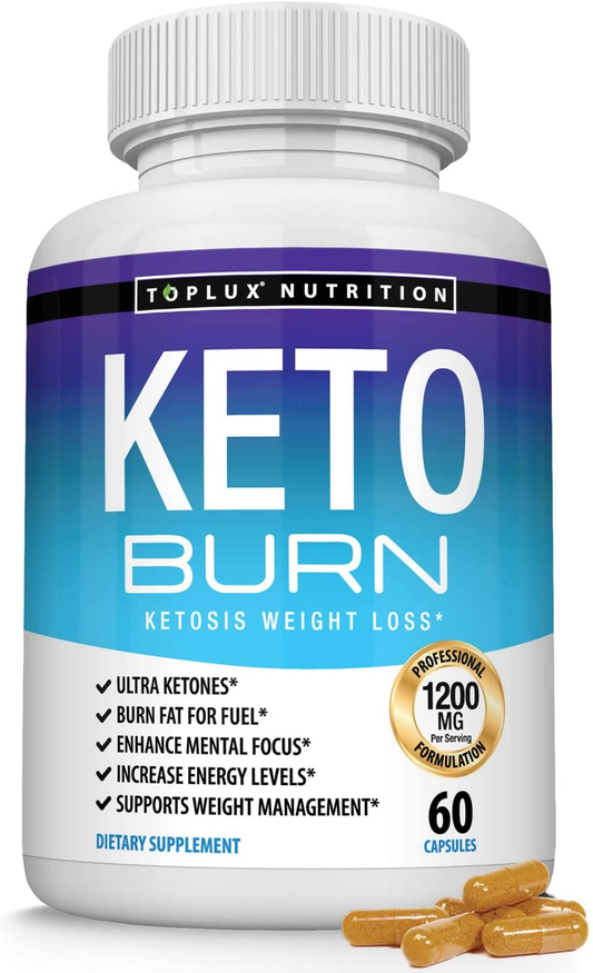 Keto Burn Pills Ketosis Weight Loss - 1200 Mg Ultra Advanced Natural Ketogenic Fat Burner Using Ketone Diet Boost Energy Focus & Metabolism Appetite Suppressant Men Women 60 Capsules  Supplement