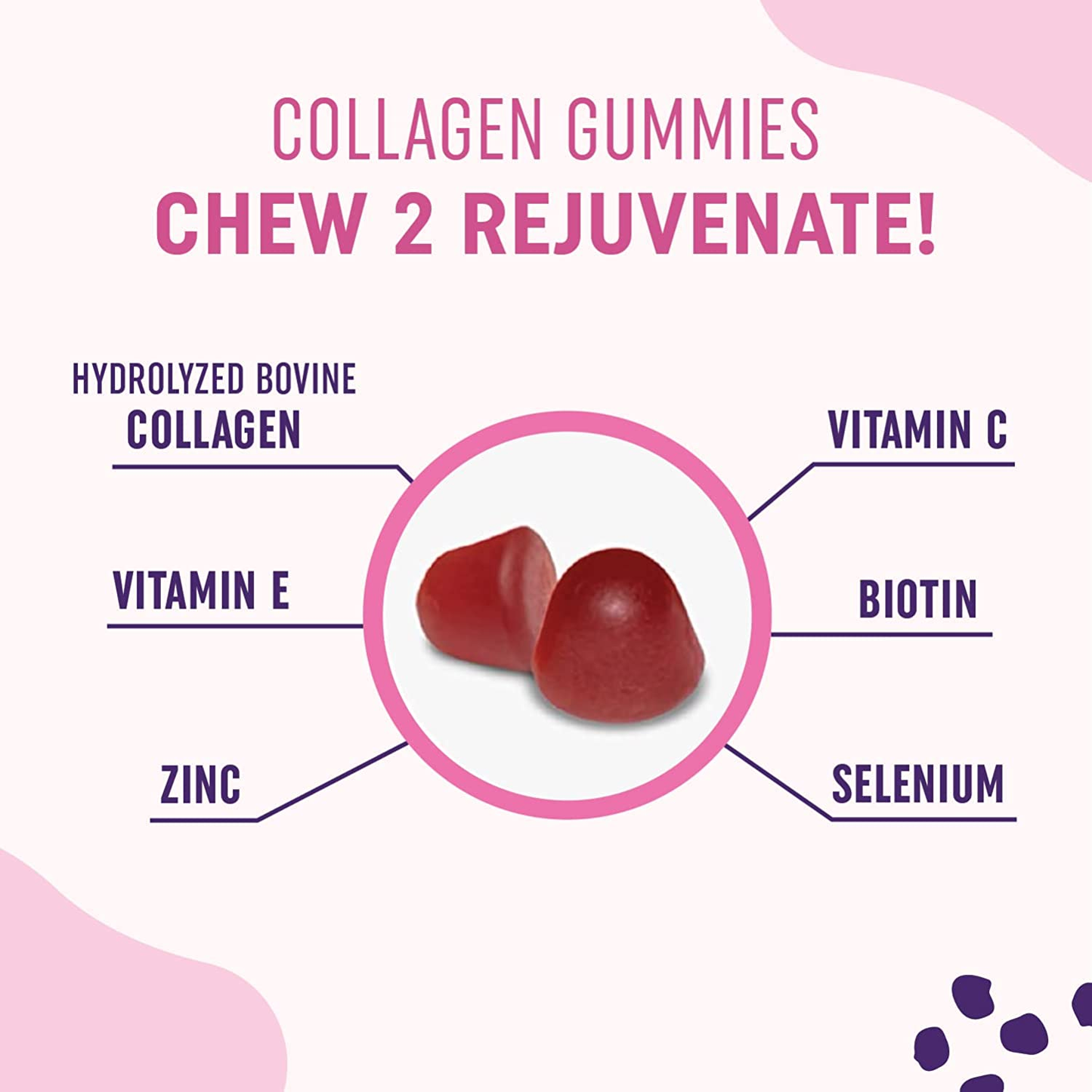 Hydrolyzed Collagen Gummies with Biotin Zinc Vitamin C and E | Hair Growth anti Aging Skin Care & Strong Nails | 60 Collagen Supplement Gummies