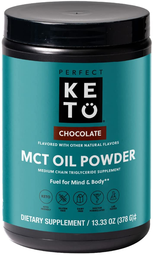 MCT Oil C8 Powder, Coconut Medium Chain Triglycerides for Pure Clean Energy, Ketogenic Non Dairy Coffee Creamer, Bulk Supplement, Helps Boost Ketones, Chocolate