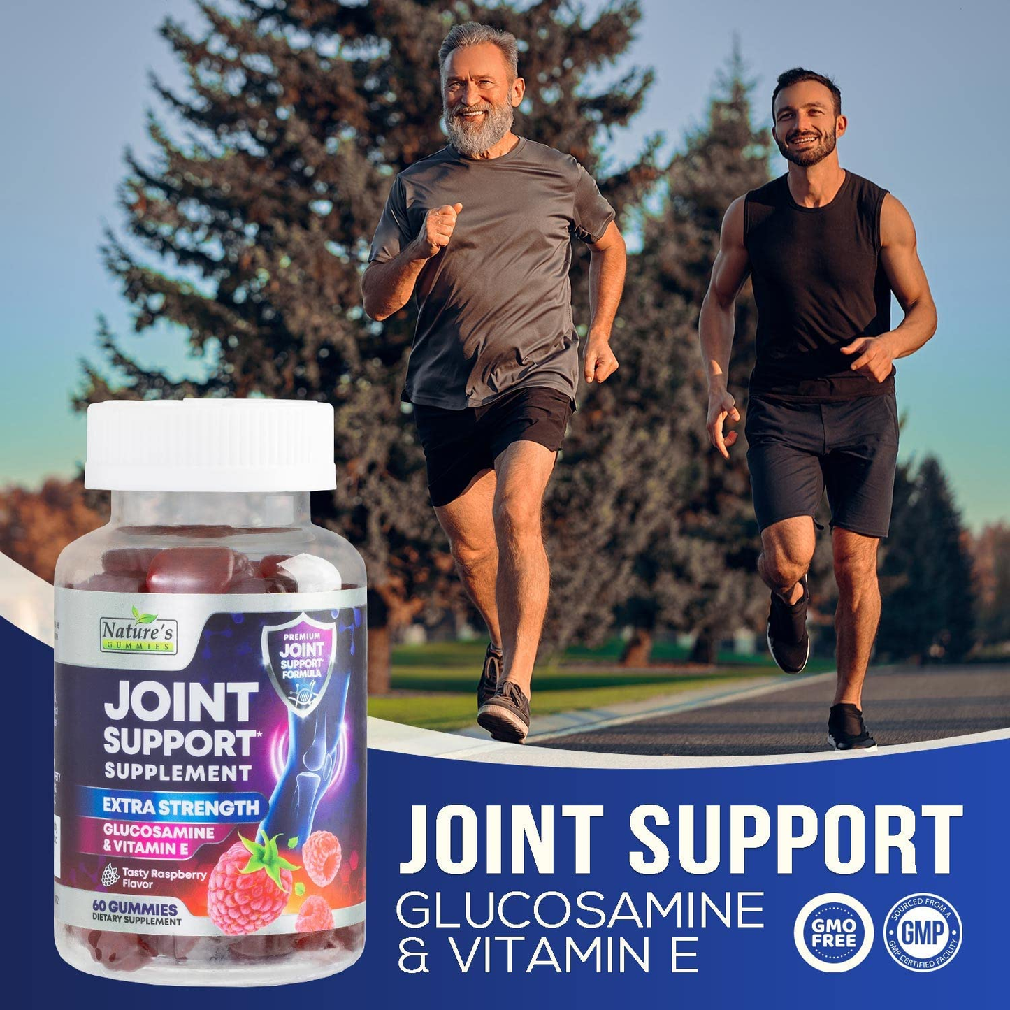 Joint Support Gummies Extra Strength Glucosamine & Vitamin E - Natural Joint & Flexibility Support Gummy - Best Cartilage & Immune Health Support Supplement for Women & Men - 60 Gummies