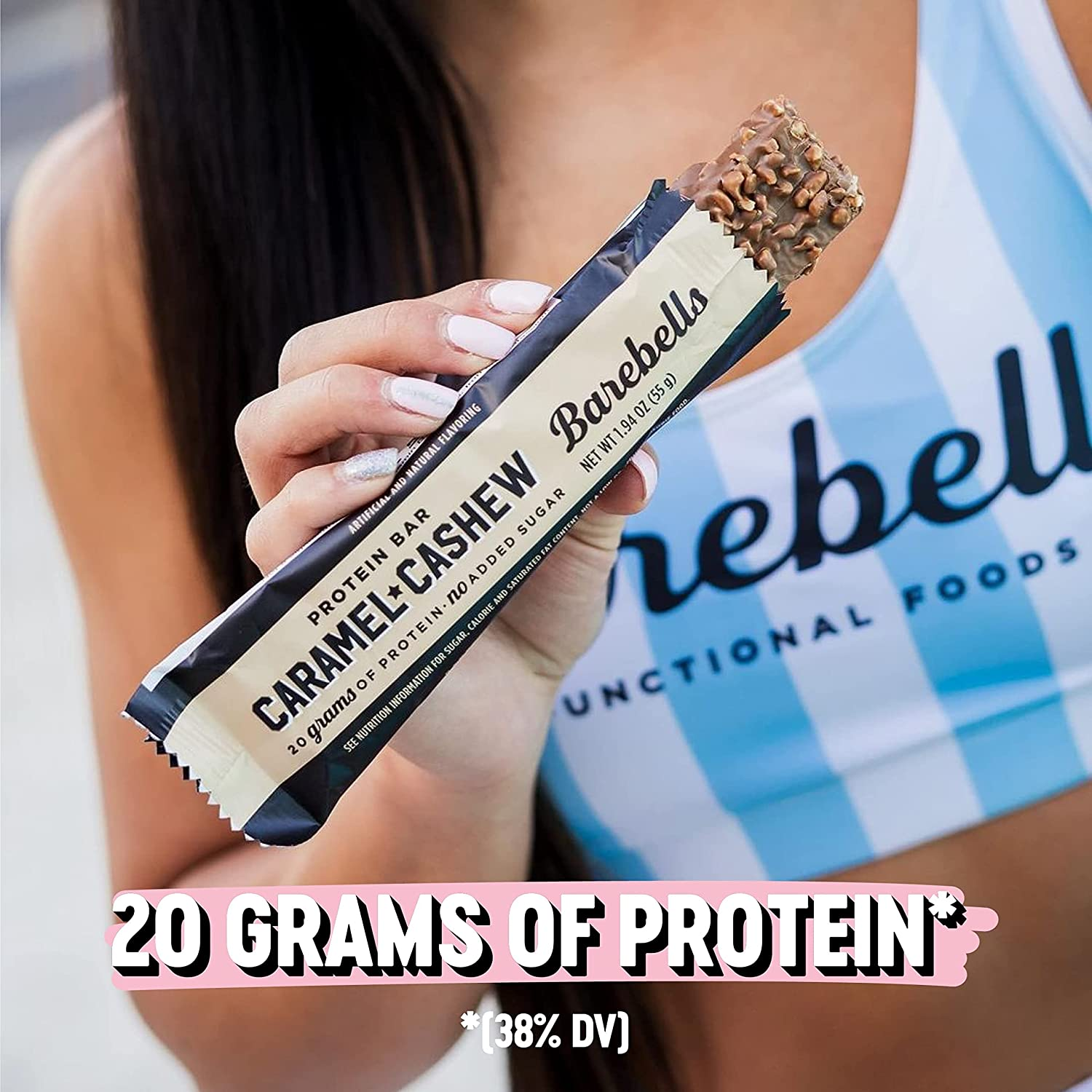 Protein Bars Caramel Cashew - 12 Count, 1.9Oz Bars - Protein Snacks with 20G of High Protein - Low Carb Protein Bar with No Added Sugar - Perfect on the Go Low Carb Snack & Breakfast Bars