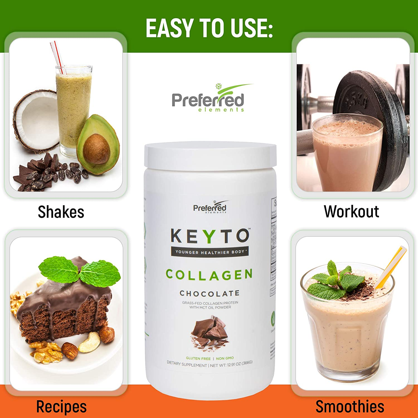 Keto Collagen Protein Powder with MCT Oil – Keto and Paleo Friendly Grass Fed and Pasture Raised Hydrolyzed Collagen Peptides – Fits Low Carb Diet and Keto Snacks – KEYTO Chocolate Flavor