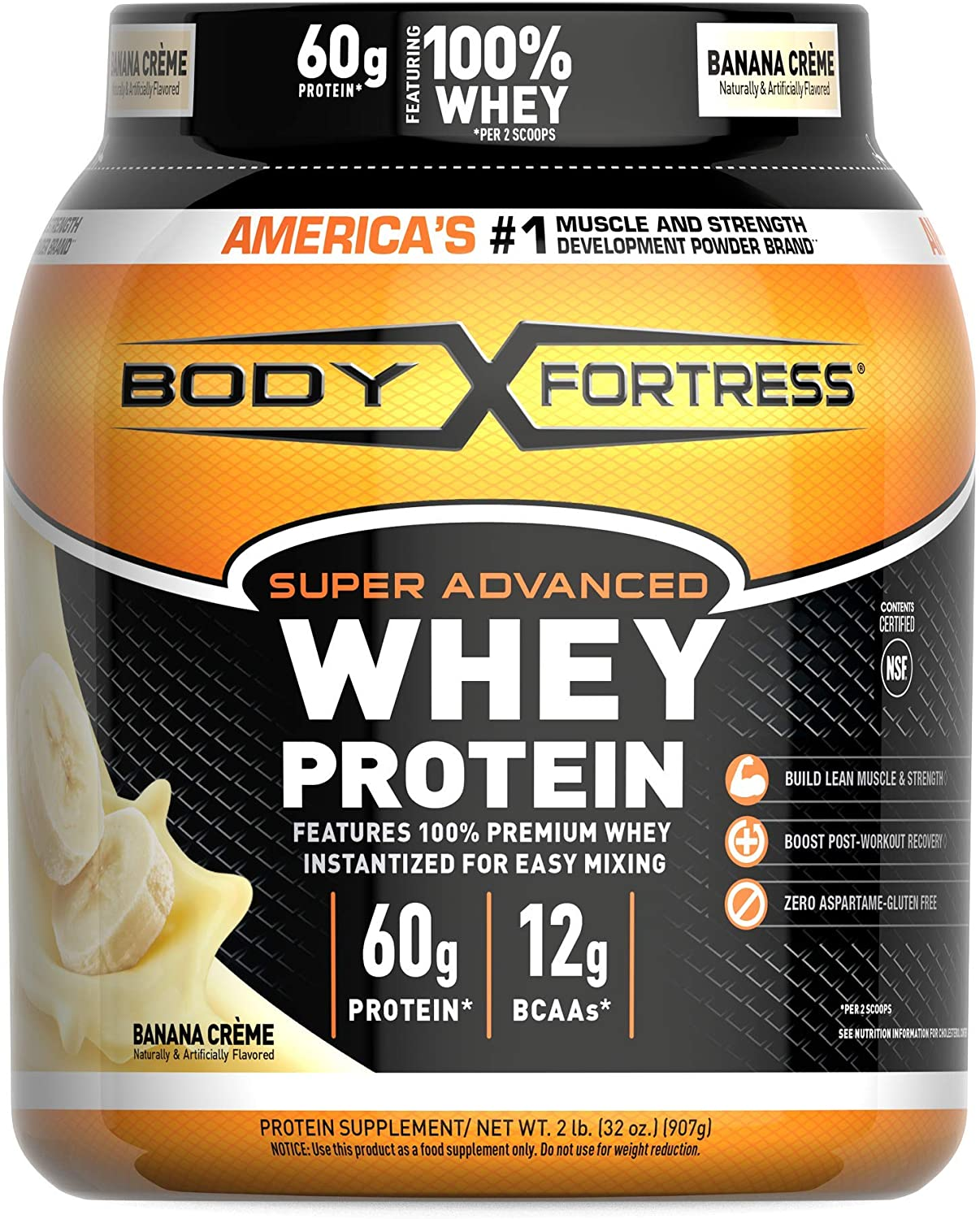 Super Advanced Whey Protein Powder, Banana Creme Flavored, Gluten Free, 2 Lb