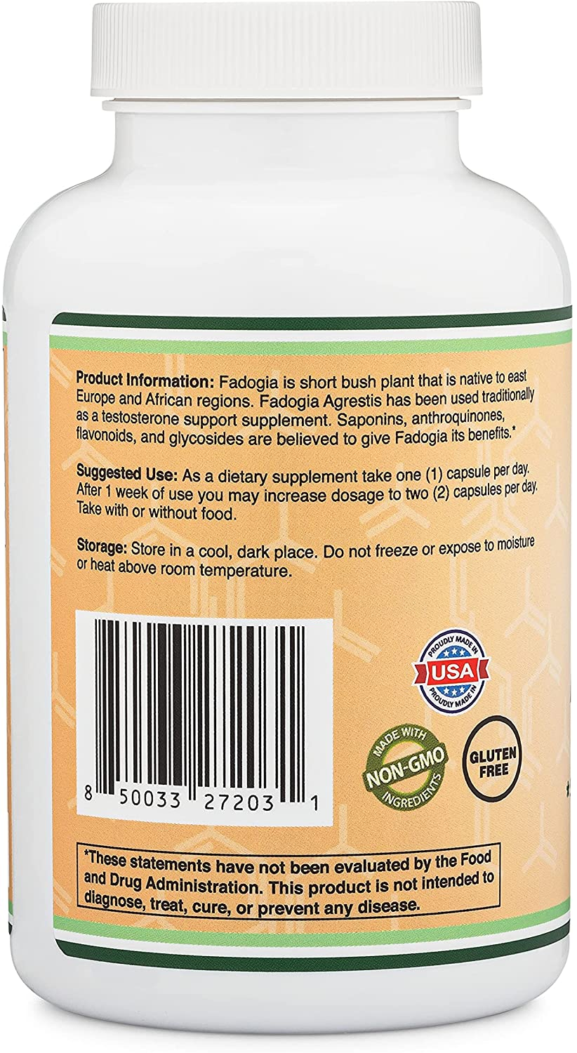 Fadogia Agrestis 600Mg per Serving (180 Capsules) Powerful Extract to Support Healthy Testosterone Levels and Athletic Performance (Manufactured and Tested in the USA) by