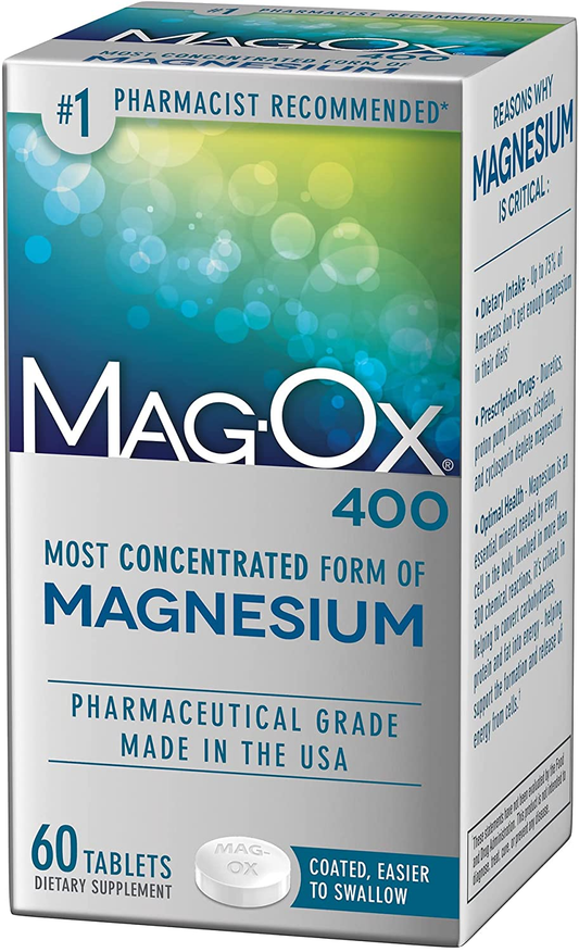 Magnesium Mineral Dietary Supplement Tablets, 483 Mg Magnesium Oxide, 60 Count