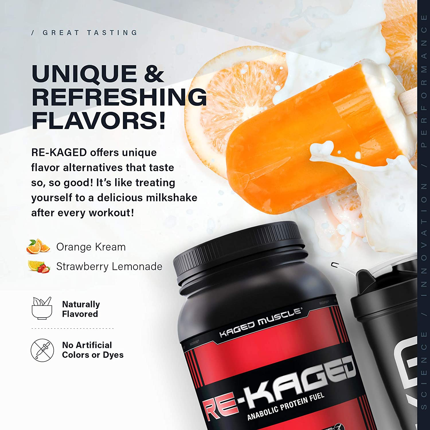 Post Workout Protein Powder, RE-KAGED Whey Protein Powder, Great Tasting Protein Shake with Whey Protein Isolate for Fast Post Workout Recovery with Complete Bcaas & Eaas (Iced Lemon Cake)