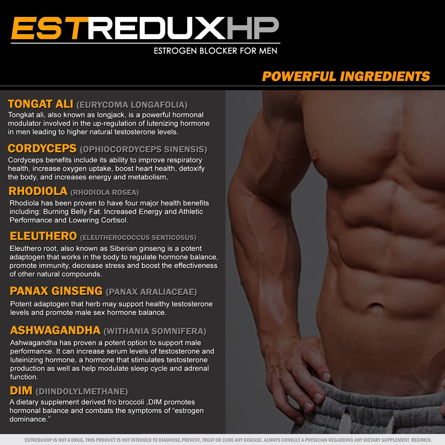 Estreduxhp Estrogen Blocker for Men | Aromatase Inhibitor, anti Estrogen | Adaptogen Supplement for Men |  | 30 Day Supply