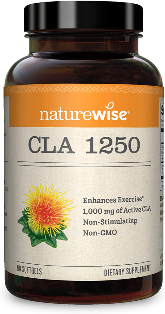 CLA 1250 Natural Exercise Enhancement (1-Month Supply), Support Lean Muscle Mass, Promote Energy, Non-Stimulating, Non-Gmo, Gluten-Free, & 100% Safflower Oil (Packaging May Vary) (90 Count)