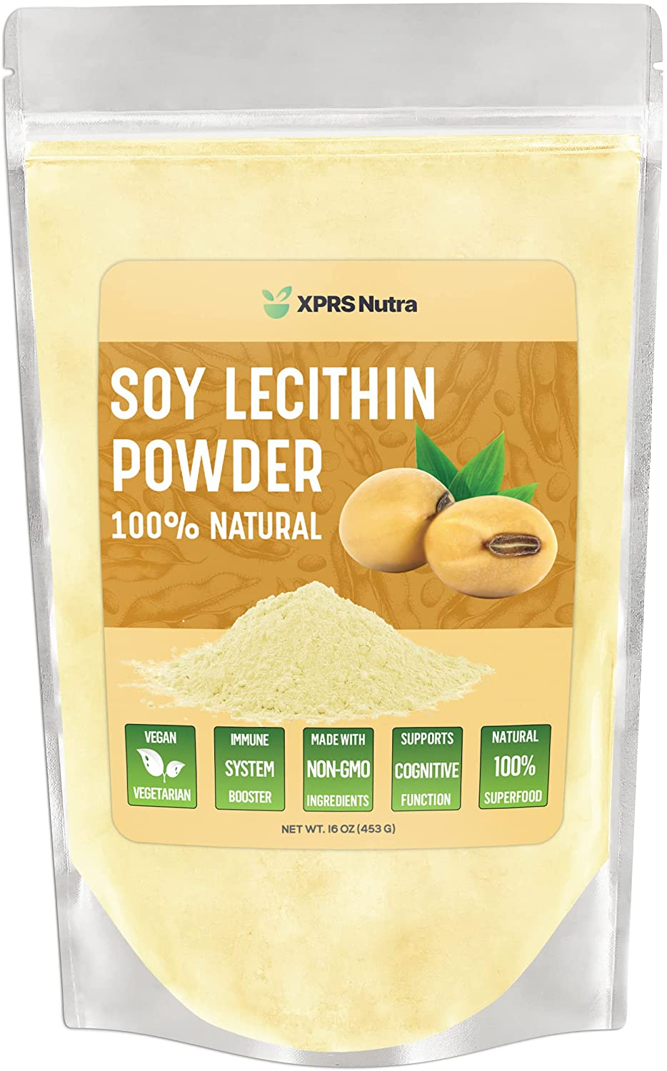 Soy Lecithin Powder - Lecithin Powder Food Grade Fat Emulsifier - Suitable for Cooking, Baking and More - Vegan Friendly Soy Lecithin Powder Cooking Aid (16 Oz)