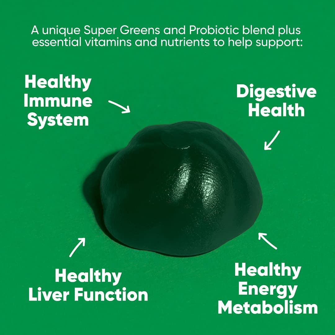 SUPERGREENS Vitamin Gummy - 60 Count - with Essential Vitamins and Minerals. Health from Within. (Plant-Based, Vegan, Gluten-Free & Gelatin Free).