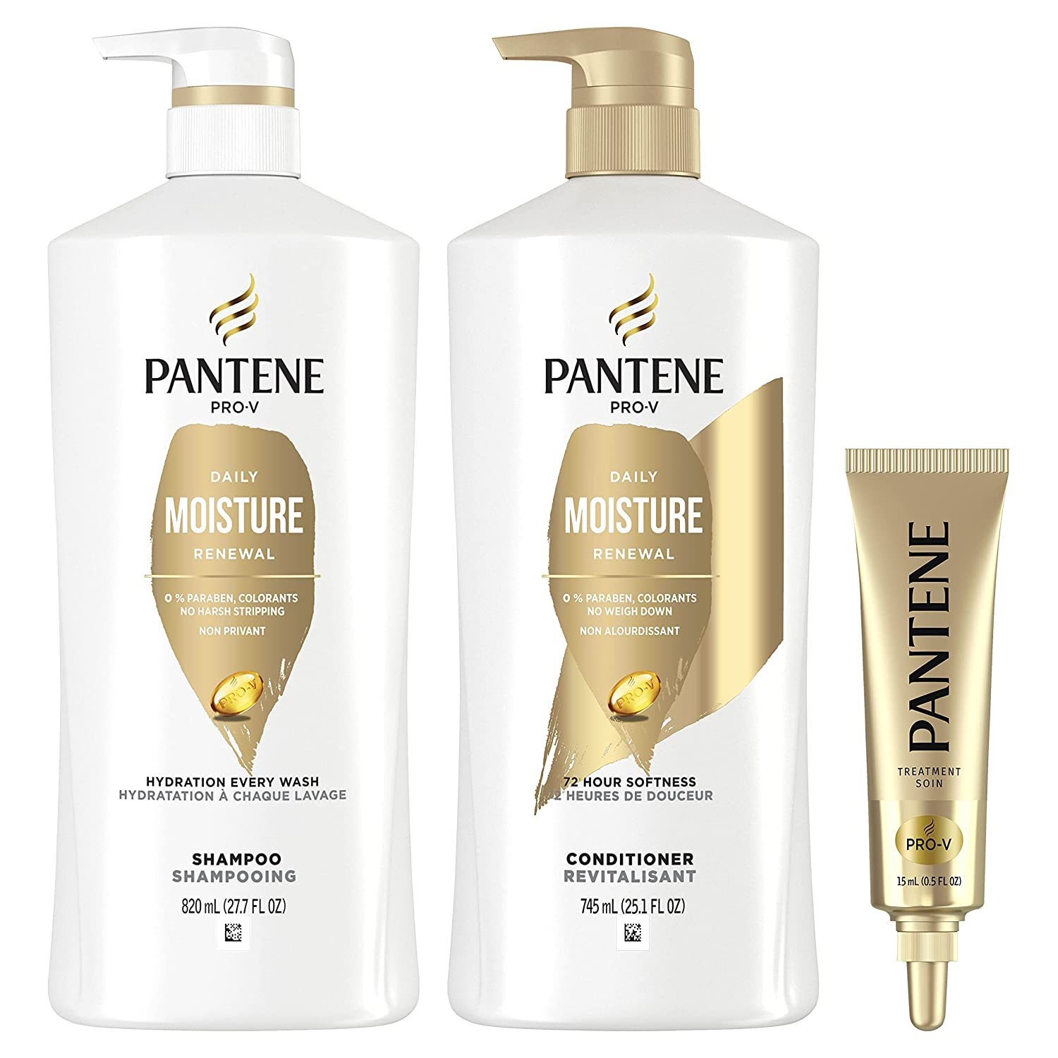 Shampoo, Conditioner and Hair Treatment Set, Daily Moisture Renewal for Dry Hair, Safe for Color-Treated Hair