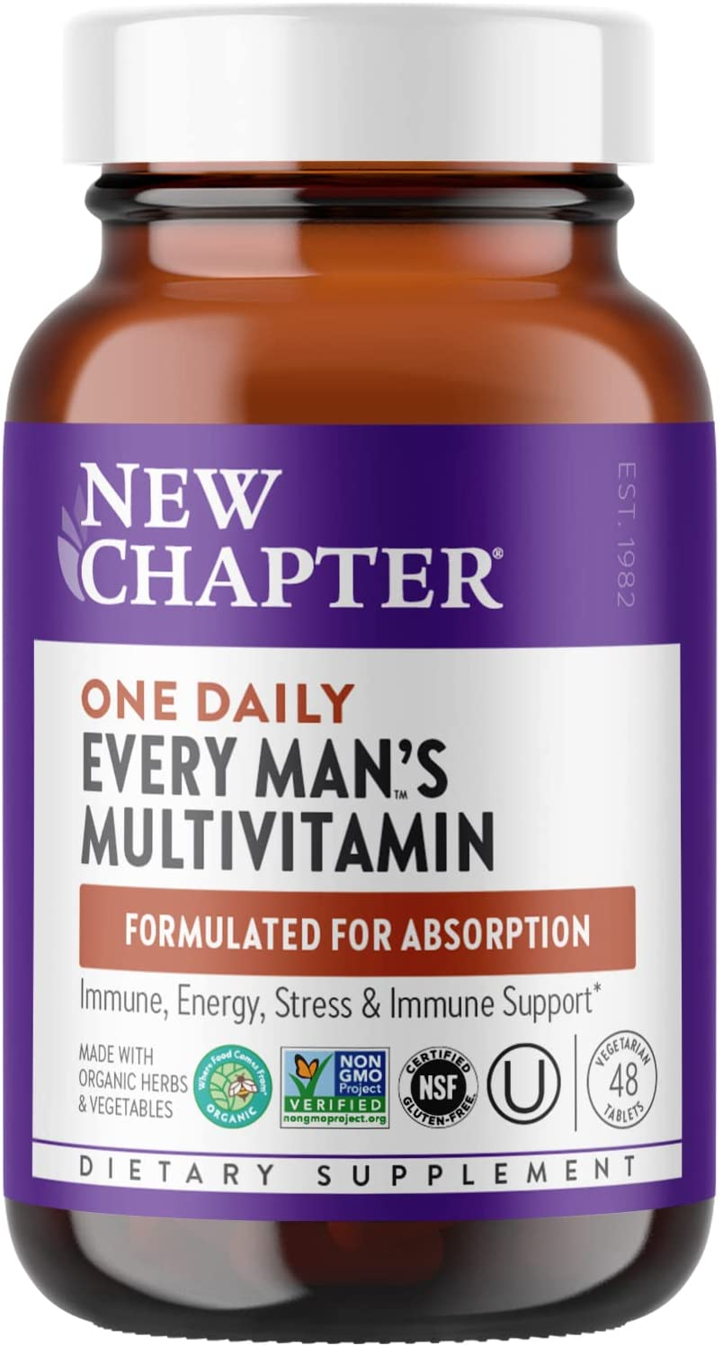 Men’S Multivitamin + Immune, Energy & Stress Support – Every Man’S One Daily with Fermented Probiotics & Whole Foods + Vitamin D3 + Vitamin B6 & B12 + Organic Non-Gmo Ingredients - 48 Ct