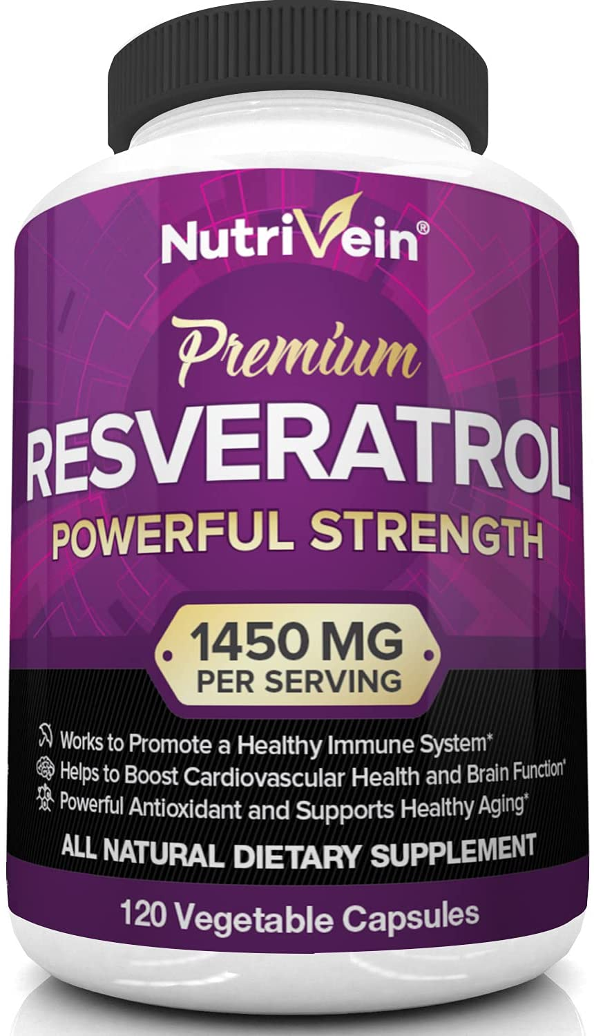 Resveratrol 1450Mg - Antioxidant Supplement 120 Capsules – Supports Healthy Aging and Promotes Immune, Brain Boost and Joint Support - Made with Trans-Resveratrol, Green Tea Leaf, Acai Berry