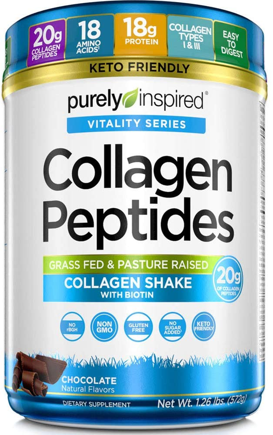 Collagen Powder |  Collagen Peptides Powder | Collagen Supplements for Women and Men | Collagen Protein Powder with Biotin | Keto Friendly & Non-Gmo | Chocolate, 1.26 Lbs (23 Servings)