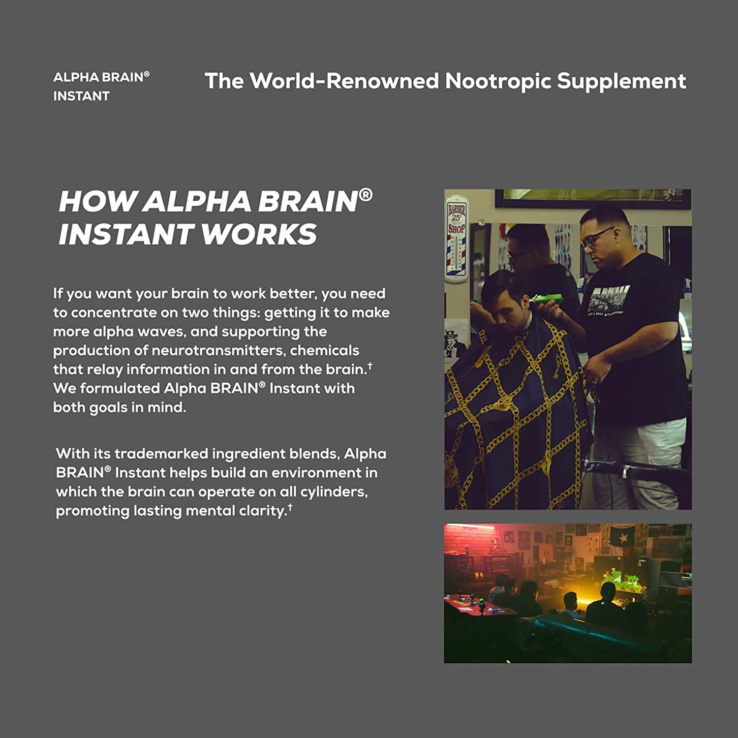 Alpha Brain Instant - Meyer Lemon Flavor - Nootropic Brain Booster Memory Supplement - Brain Support for Focus, Energy & Clarity - Alpha GPC Choline, Cats Claw, L-Theanine, Bacopa - 30Ct