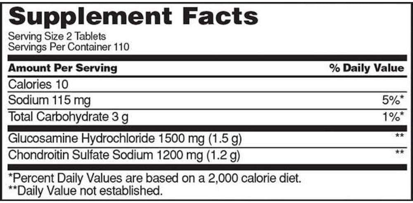 Glucosamine HCI 1500Mg Chondroitin Sulfate 1200Mg 220 Tablets/New Increased Count