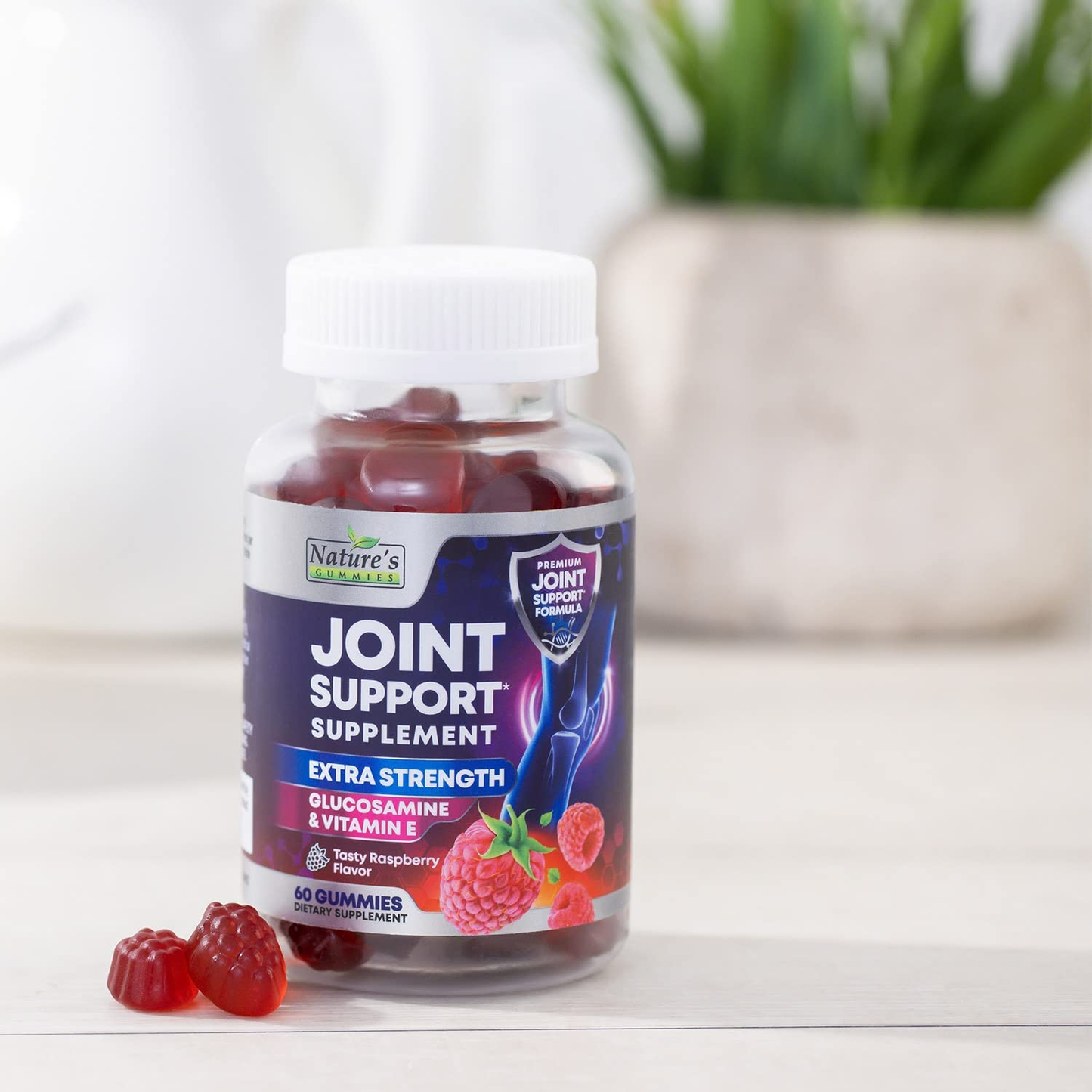 Joint Support Gummies Extra Strength Glucosamine & Vitamin E - Natural Joint & Flexibility Support Gummy - Best Cartilage & Immune Health Support Supplement for Women & Men - 60 Gummies