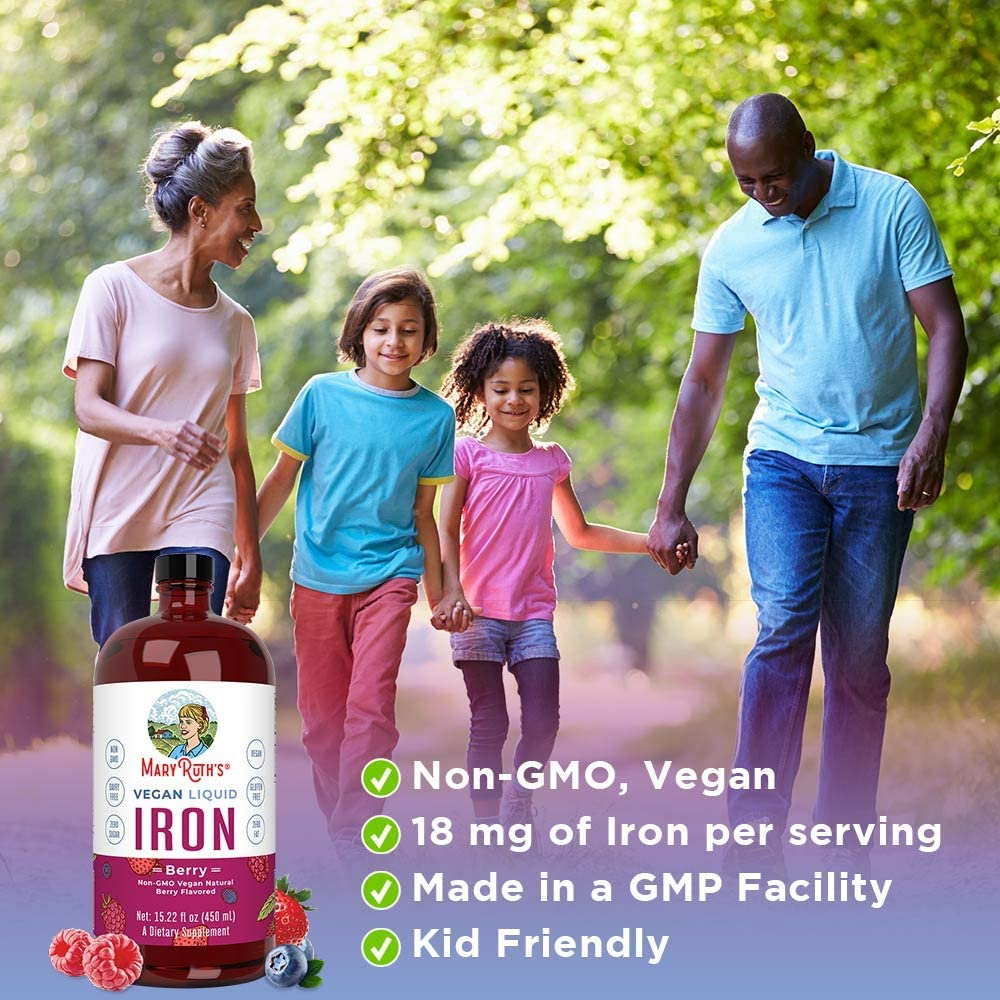 Iron Supplement for Women Men & Kids | Liquid Iron Supplement for Women Men & Kids | Iron Supplement for Iron Deficiency | Immune Support | Sugar Free | Vegan | Non-Gmo | Gluten Free | 15.22 Fl Oz