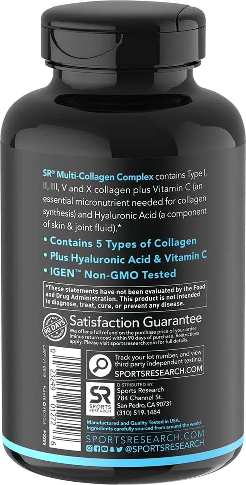 Multi Collagen Pills (Type I, II, III, V, X) Hydrolyzed Collagen Peptides with Hyaluronic Acid + Vitamin C | Contains 5 Types of Food Based Collagen | Non-Gmo Verified & Gluten Free