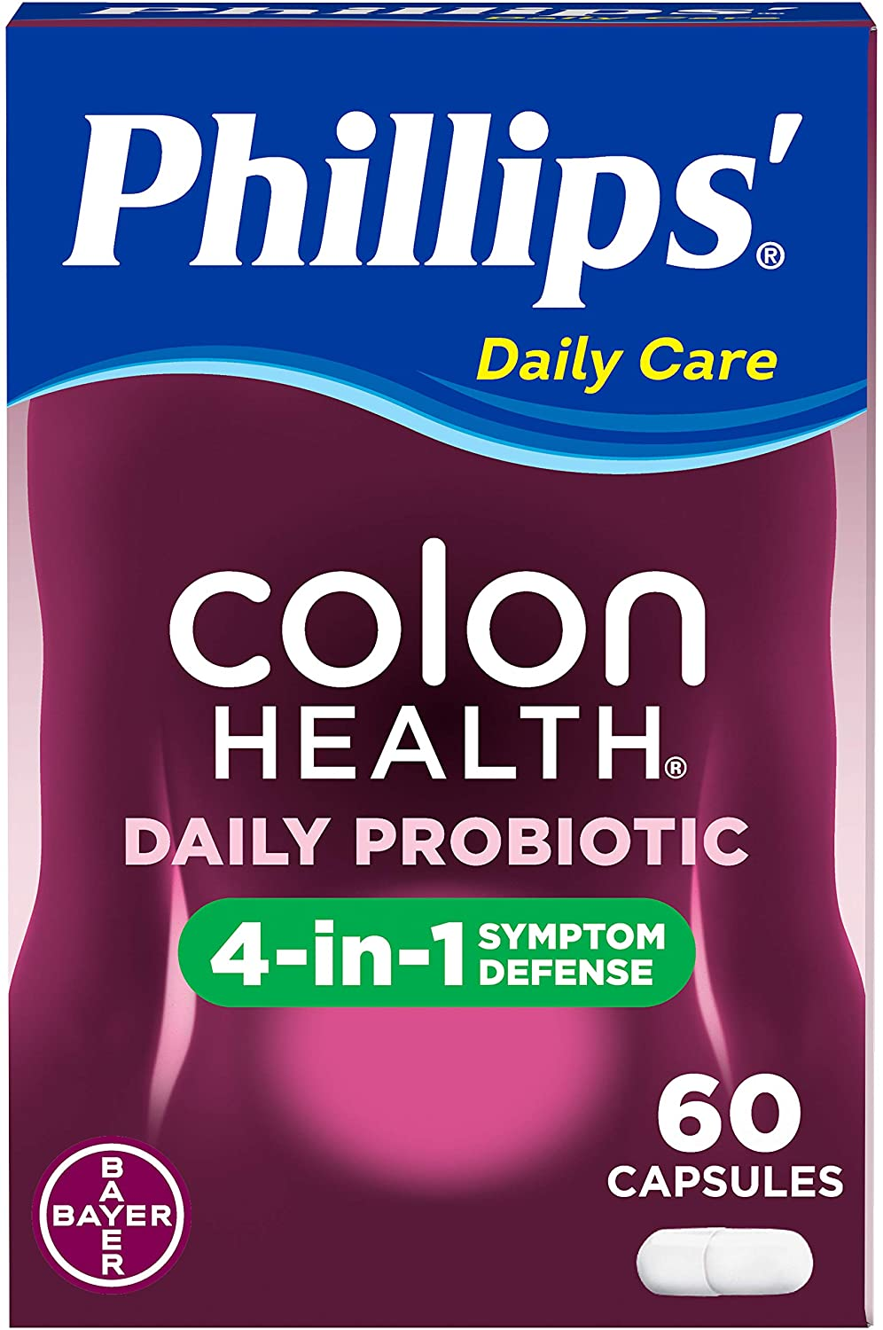 Phillips Colon Health - Probiotics Capsules - Immune Support - Helps Defend Occasional Gas, Bloating, Constipation, & Diarrhea - 60 Count