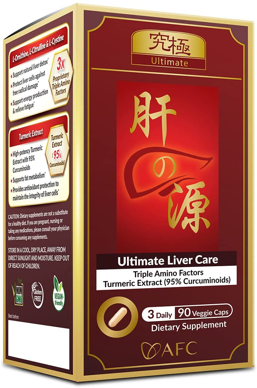 Ultimate Liver Care - Liver Cleanse Detox Formula for Fatty Liver, Alcohol Damage & Hangover, Amino Acid (L-Ornithine, L-Citrulline, L-Cystine) + Turmeric (95% Curcuminoids), 90 Vegecaps