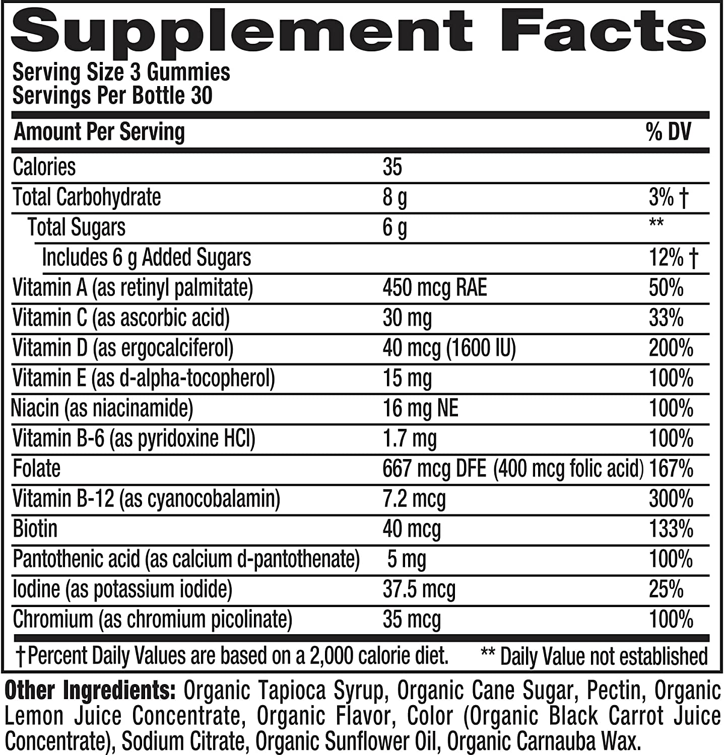 Organic Women’S Gummy Multivitamin, 90 Count - Non-Gmo, Gluten-Free, No Gelatin, No HFCS