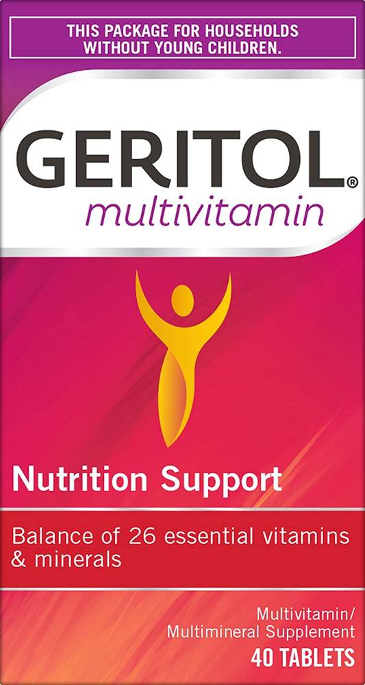 Geritol Multi-Vitamin Nutritional Support Tablets, 40 Count, Multivitamin/Multimineral Supplement for Adults, High in Vitamin a & Vitamin C