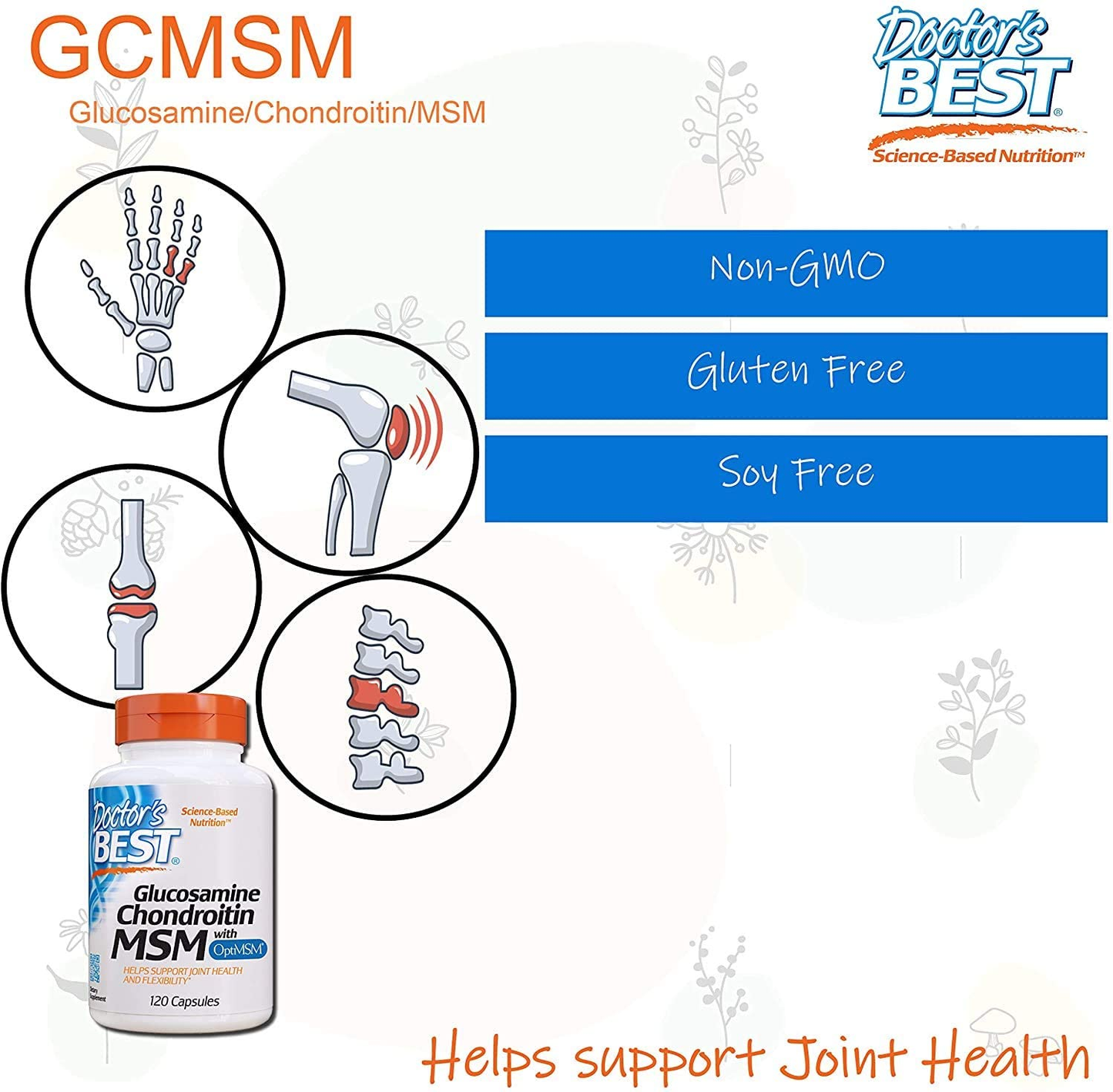 Glucosamine Chondroitin Msm with Optimsm Capsules, Supports Healthy Joint Structure, Function & Comfort, Non-Gmo, Gluten Free, Soy Free, 120 Count (Pack of 1)