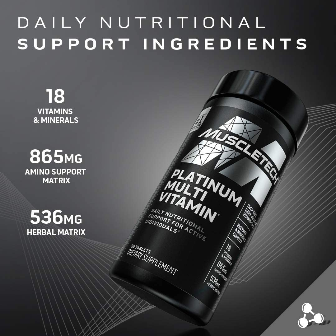 Multivitamin for Men |  Platinum Multivitamin | Vitamin C for Immune Support | 18 Vitamins & Minerals | Vitamins a C D E B6 B12 | Daily Workout Supplements | Mens Multivitamins, 90 Ct