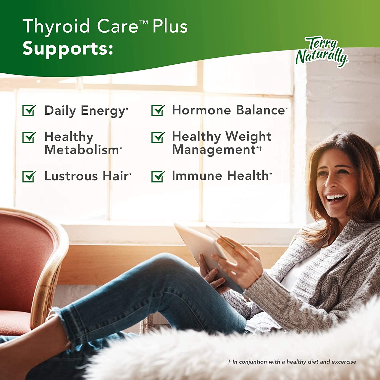 Thyroid Care plus - Iodine + L-Tyrosine, 60 Capsules - Thyroid Support Supplement with Selenium, Promotes Energy & Metabolism - Non-Gmo, Gluten-Free, Kosher - 30 Servings