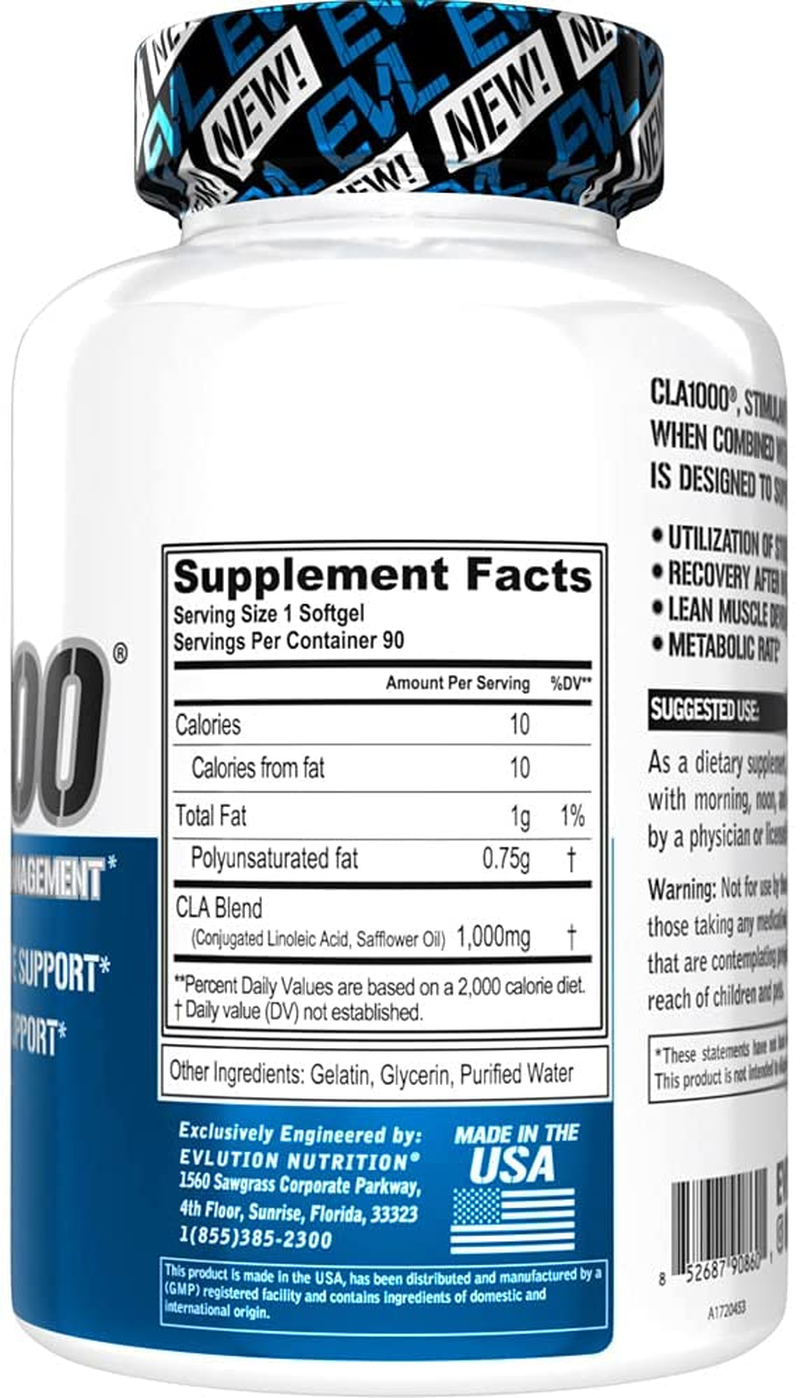 Nutrition CLA 1000, Conjugated Linoleic Acid, Weight Loss Supplement, Metabolism Support, Stimulant-Free (90 Servings)